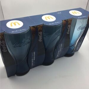 Cola-Cola glasses made exclusively for McDonald’s. Rare Blue Glasses